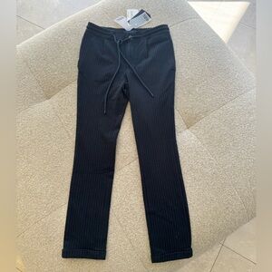 Ludwig Beck Kids Navy Pinstripe Pants Size 134 | Elastic Waist Drawstring | NWT